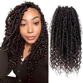 SERENDIPA Goddess Passion Twist Crochet Hair 14 Inch, Short Pre looped Crochet Twist Boho Style, Pre-twisted Curly Ends (8 Packs, 4#,Light Brown)