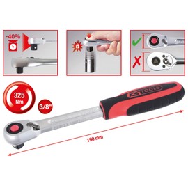 KS Tools 920.3890 3/8" SlimPOWER Reversible ratchet, 72 teeth