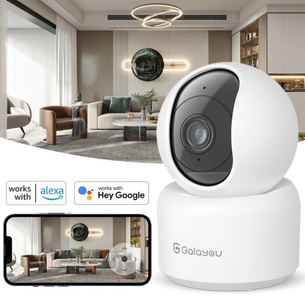 Galayou 2K Smart Security Camera Indoor Cam AI Motion Track