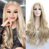Xiweiya Wigs Blonde Lace Front Wig Mixed Color Synthetic Wig