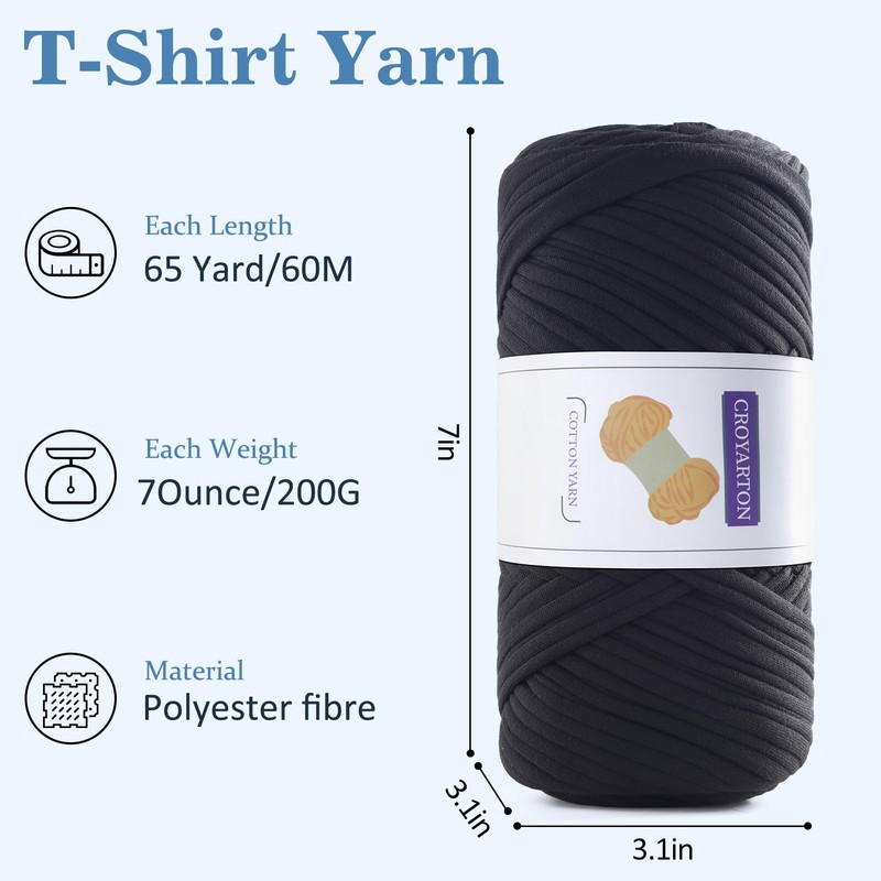 4 Pack Tshirt Yarn for Crocheting, Elastic T Shirt Spaghetti