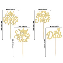 24 piezas de decoraciones para cupcakes con purpurina para el día del padre, papá y papá, amor, papá, decoraciones para tartas para feliz día del padre, papá, cumpleaños, fiesta, suministros de color dorado