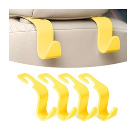 Osilly Car Seat Headrest Hook, 4 Pack Auto Seat Hanger Storage Organizer for Purse Handbag Coats Grocery Bags, Automotive Interior Accessories, Universal Vehicle Backseat Hanging Hook (Yellow)