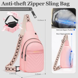 Awlcaw Crossbody bags for Women, Faux Leather Small Sling Bag Fashion Shoulder Waist Packs Purse and Fanny Packs Set, Pink