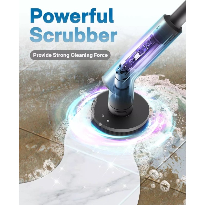 Hoto Electric Cordless Spin Scrubber 51" Extendable Handle IPX7 Waterproof