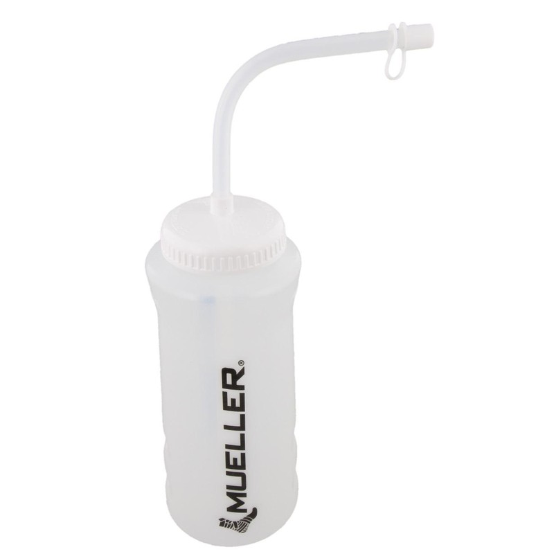 Mueller Quart Bottle With Straw, Natural Color With Black Letters