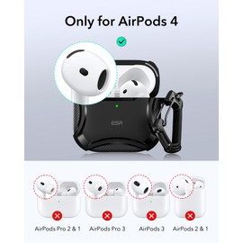 ESR for AirPods 4 Case, Compatible with AirPods 4th Generation Case (2024), Compatible with MagSafe, Powerful Drop Protection, Magnetic Lid, Cyber Series, Black