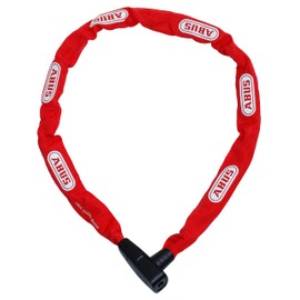 ABUS CityChain 6800 Chain Lock - Hardened Steel Bicycle Lock - with Textile Hose and Practical Reversible Key - ABUS Security Level 5 - 110 cm - Red