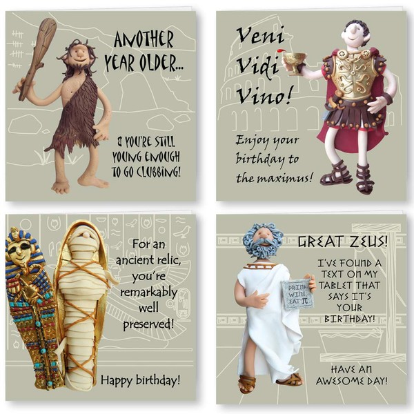 4 Funny Olde Worlde Ancient History Cards