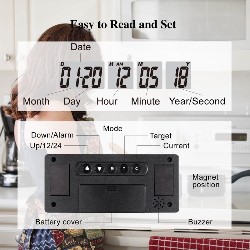 Jayron Reusable and Magnet Countdown Timer 9999 Days Digital Alarm