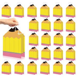 Denylo pro 24 Pack Back to School Pencils Paper Bag Reusable Pencils Container with Handle for Graduation Gift Back to School Party Graduation Party Favor