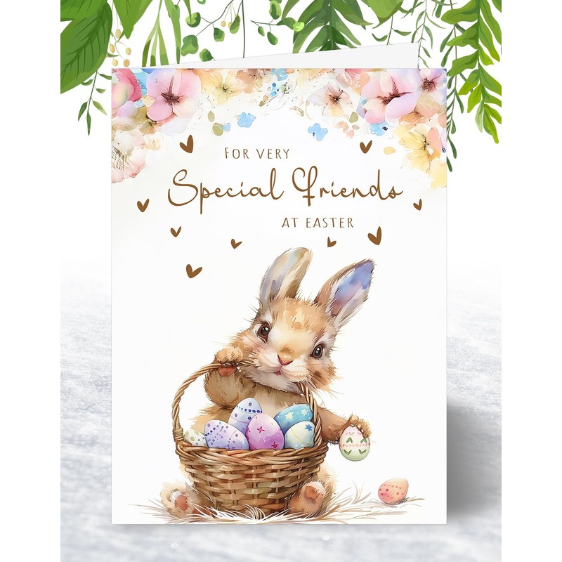 Special Friends Easter Card - Bunny with Easter Eggs Design