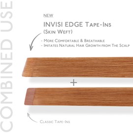 WENNALIFE Invisi Edge & Classic Tape in Hair Extensions Human Hair, 14 Inch 50g 20pcs(10pcs Invisi Edge & 10pcs Classic) Auburn Ginger Invisible Luxury Remy Hair Natural Seamless Injected Tape Ins