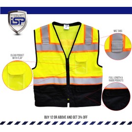 ML Kishigo - Premium Black Series Surveyors Vest - Lime Size: Large