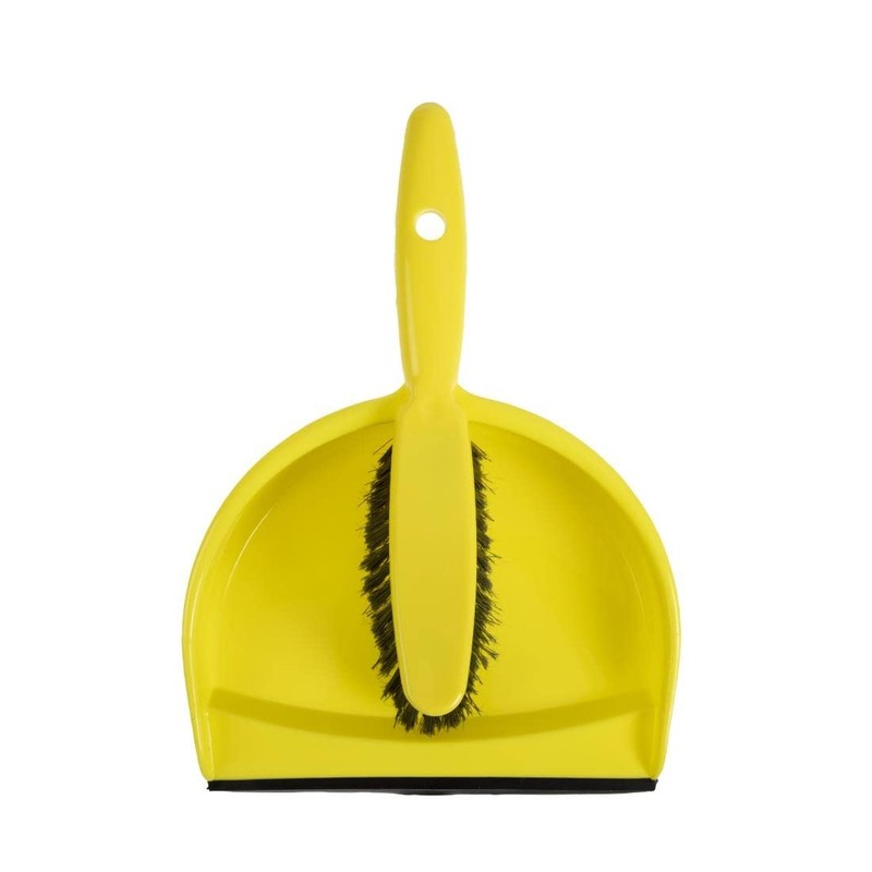 Jantex Soft Dustpan and Brush Set, Yellow, 220mm Wide, Colour