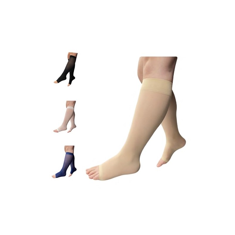 Ziperior 8-15 mmHg Sheer Compression Calf Shin Leg Ultra Thin