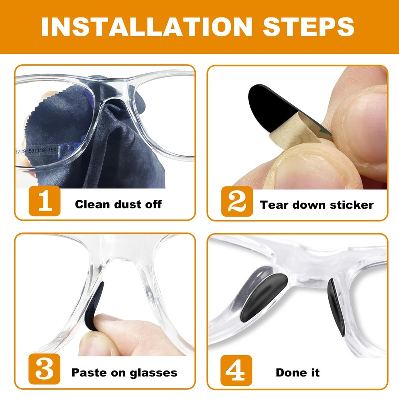 Adhesive Nose Pad,12 Pairs 1.3mm Ultra Thin Stick On Eyeglass