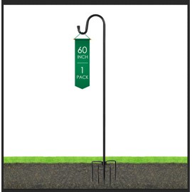 Ottsuls Shepherds Hooks for Outdoor - 60" Heavy Duty Bird Feeder Pole with 5 Prong Base, Adjustable Stand Hanger for Garden Plant, Hummingbird Feeder, Lantern Lights - Haning Wedding Decor (1 Pack)