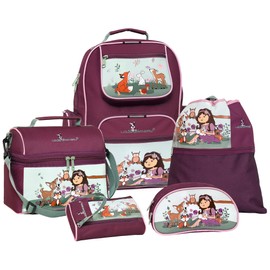 Louis Garneau Designer Kids Backpack, Pencil Cases, Lunch Box and Carryall Bag – 5-Piece Set School Supplies for Kids – Premium Durable Materials – Optimal Back and Shoulder Support (Woodland)