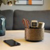 Jasenna Round Leather Art Supply Organizer,Remote Control Holder,360 Degree Rotating,Multi-Functional