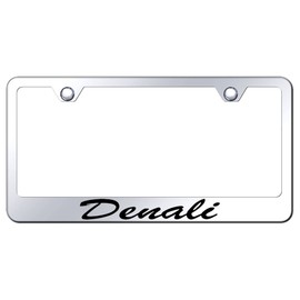 Au-TOMOTIVE GOLD Laser Etched Script Stainless Steel License Plate Frame for GMC Denali (Chrome)