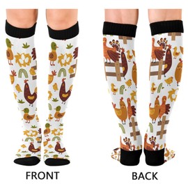 Wusikd Chicken Cock Compression Socks for Women and Men Circulation Duck Long Socks for Athletic Running 1