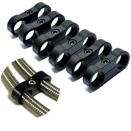 8AN Black Aluminum Hose Clamp Separator - Fuel, Oil, Brake, Water & Gas Line Adapter, 6Pcs/Pack