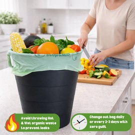 ECOBEWUS 3 Gallon 100% Compostable Bags (125 Bags) Small Disposable Compost Trash Bags Food Scrap Garbage Bags US BPI Certified TUV OK Compost Home Certified Meeting ASTM D6400 (125 ct.)