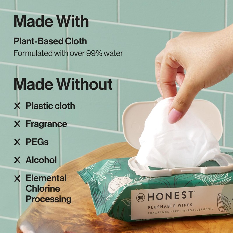 The Honest Company Hypoallergenic Flushable Wipes for Sensitive Skin, Tropical