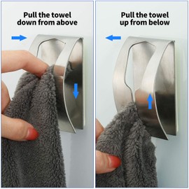 4 Pieces Self Adhesive Hand Towel Hook Holder Grabber Stainless Steel Kitchen Towel Hook Rack Wall Mount Non Drilling Required Towel Hangers Hand Towel Hook Tea Towel Holders for Bathroom Kitchen