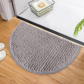Minicoco Bath Mat Non Slip Anti Mould Mats 40 x 60 cm Curved Bath Mat Chenille Shower Mat Strong Water Absorbent Bathroom Mat Ultra Soft Microfiber Bathroom Carpet