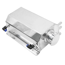 Vkinman 2L Coolant Overflow Tank, Universal Aluminum Coolant Overflow Tank Reservoir, Radiator Expansion Tank Coolant Recovery Tank (Silver)