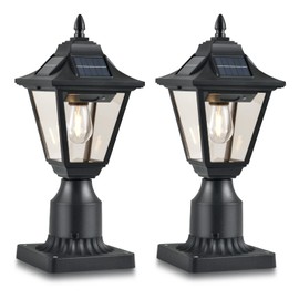 TPSHPTS Solar Post Lights, Outdoor Solar Lamp Post Light with Motion Sensor, Dusk to Dawn Waterproof Aluminum Pillar Lamp with Pier Mount Base for Garden, Yard, Patio(2 Pack)