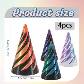 4 Pcs 6.4 cm Impossible Cone Fidget Toy, 3D Printed Fidgettoy for Stress Relief, Spiral Cone Fidget Toy for Adults and Kids, Fidgetcone Desk Decor for Home, Office and School
