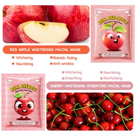 Asheyya 10 Pcs Kids Face Masks for Girls, Moisturizing and Smoothing Fruit Kids Face Mask Sets for All Skin Types
