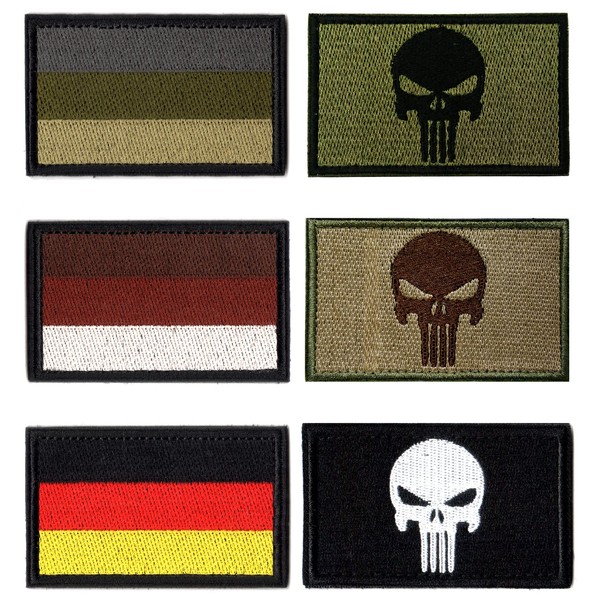 Lucktao Pack of 6 Germany Flag Patch Airsoft Patch Velcro for Backpacks Military Patches Sticker Badge Velcro Straps
