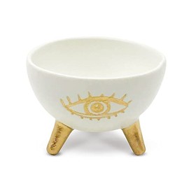 Supply Flora SLS SUPPLY FLORA - Gold Evil Eye Ring Bowl, Modern Table Top Planter and Ceramic Jewelry Dish, Small Decorative Bowl, Chic Table Key Holder for Coins and Other Trinkets