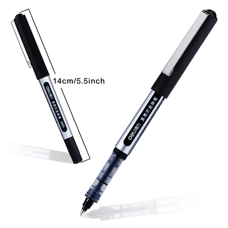 Liquid Ink Rollerball Pens, 12 Pack 0.5mm Stick Ballpoint Black
