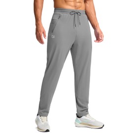 Men's 30"/32"/34"/36" Inseam Tall Sweatpants with Zipper Pockets Stretch Long Joggers Athletic Workout Pants Men(Light Grey,34-M)