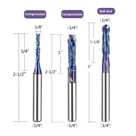 SpeTool 10PCS TAC Coated CNC Router Bit Set 1/4 Inch Shank, Solid Carbide CNC Router Bits & End Mills for Woodworking Trimming Engraving Carving Sign Making Slotting—for Wood, Plastic and Aluminum