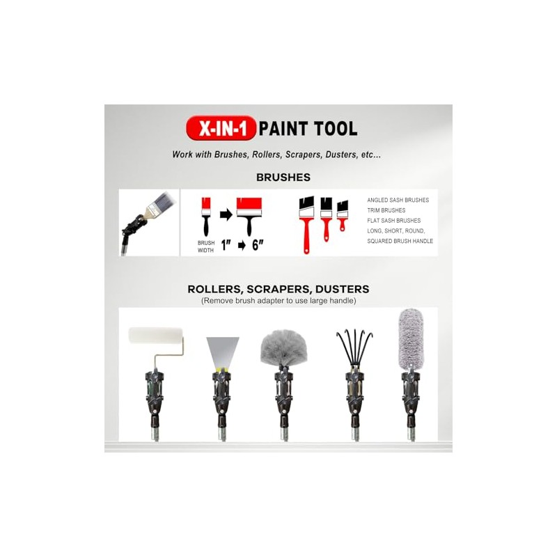 Multi Angle Paint Brush Extender V2, Long Handle Paint Brush,