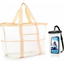 Bolsa de Playa de Malla para Mujer – Plegable e Impermeable con Cremallera ANNIEMOOM