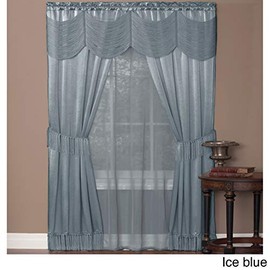 Achim Home Furnishings Ombre Panel, 50 by 84", Blue Halley Curtain in a Bag Full Window Solution, Ice, 56 x 84-Inch