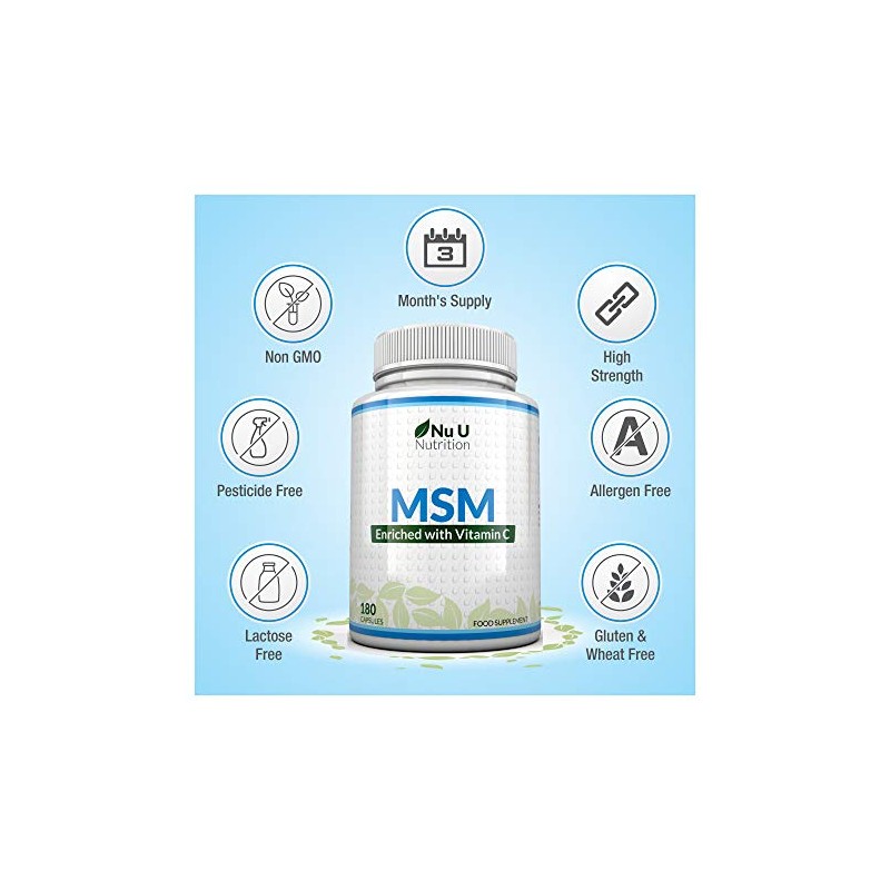 MSM Capsules - 180 Methylsulfonylmethane Capsules (3 Month Supply) -