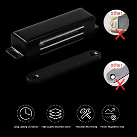 Onarway Magnetic Door Catch 30KG 2 Pack Pull Strong Magnet Cabinet Latches Magnetic Hardware Stainless Steel Door Closer for Bathroom Kitchen Sliding Door Window Cupboard Black