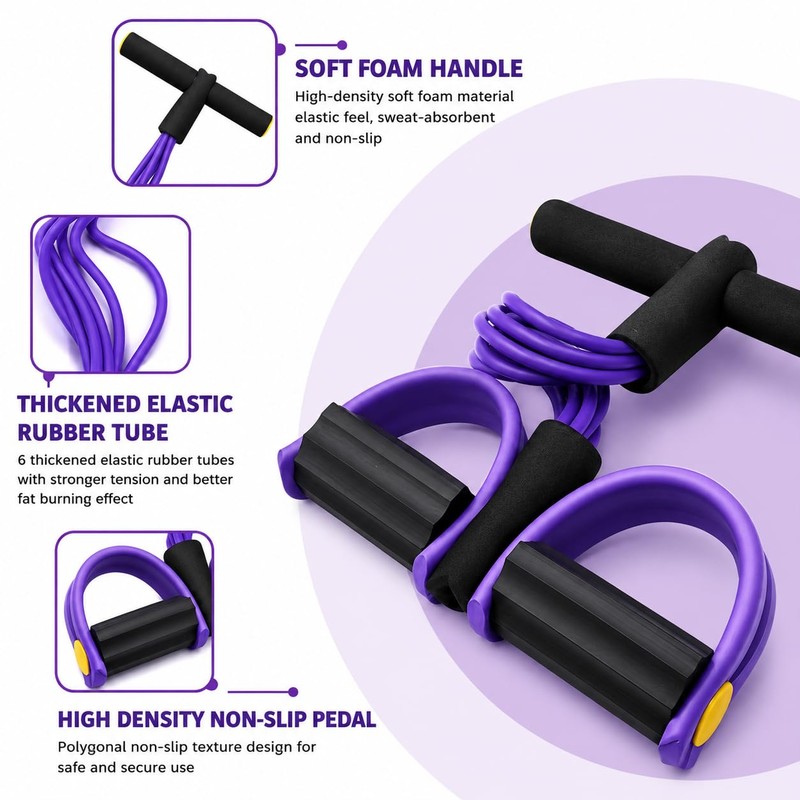 Pedal Resistance Bands with Handles, Multifunction Elastic Exercise Bands