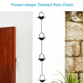 Jemeni 6.5 Feet Metal Rain Chain for Gutters, Lily Flower Style, Bronze…