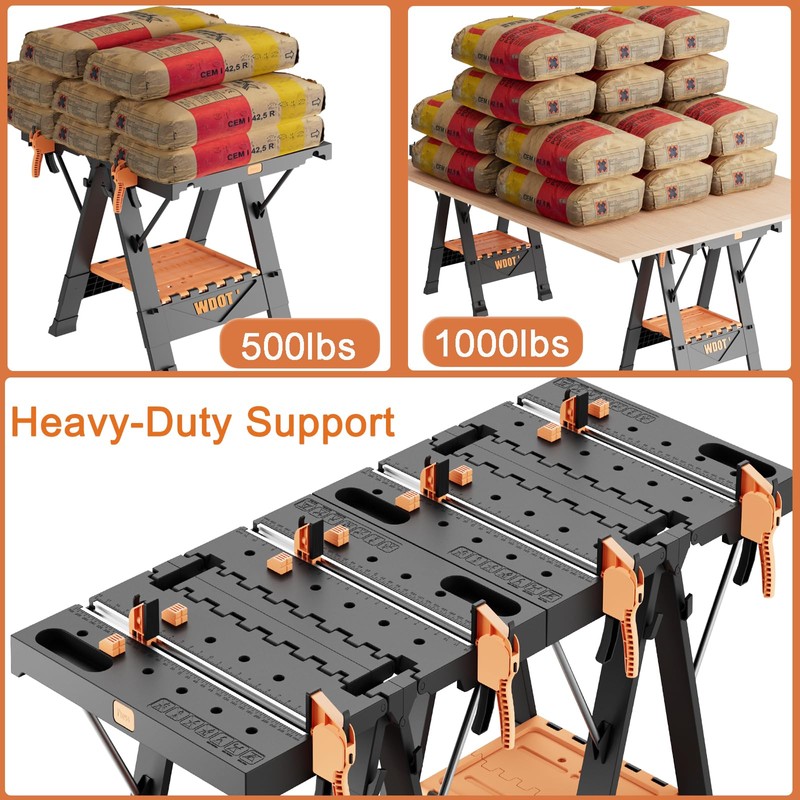 WDOT Work Bench Table 2 in 1 Portable Folding Workbench