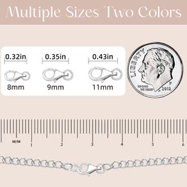 OHINGLT 925 Sterling Silver Lobster Claw Clasp with Closed Jump Rings,Necklace Clasps and Closures Suitable for Jewelry Making Necklaces Bracelet Made in Italy