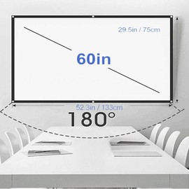 Portable Projector Screen 60 inch, Outdoor Movies Screen, Foldable and Washable, Double Sided HD Screens for Camping Party, Home Theater, Backyard, Office